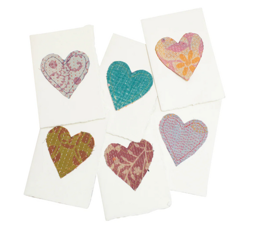 Assorted Kantha Heart Cards