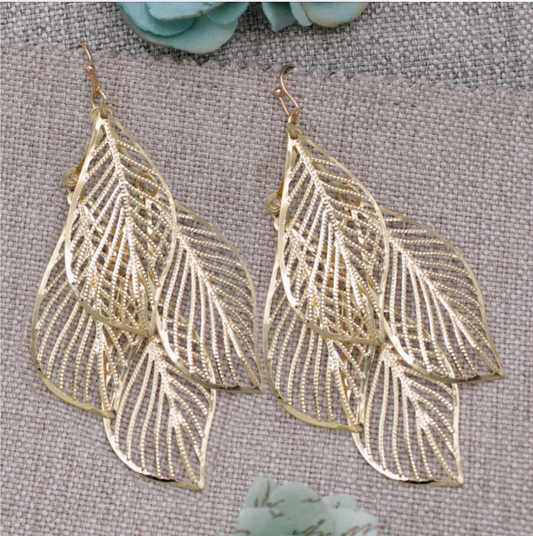 Falling Leaves Gold Cascade Earrings