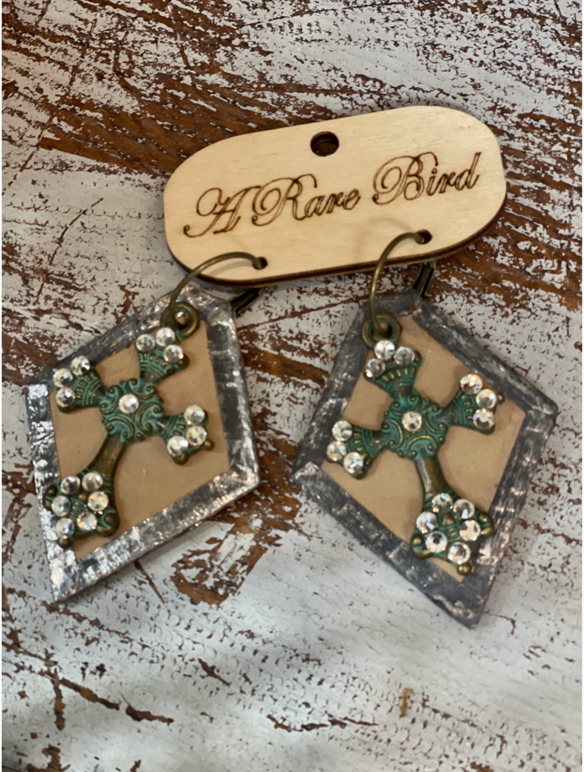 Double Cross Leather Earrings