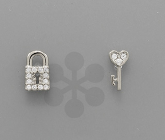 Cubic Zirconia Lock & Key Studs