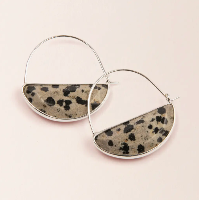 Stone Prism Hoop - Dalmatian Jasper/Silver