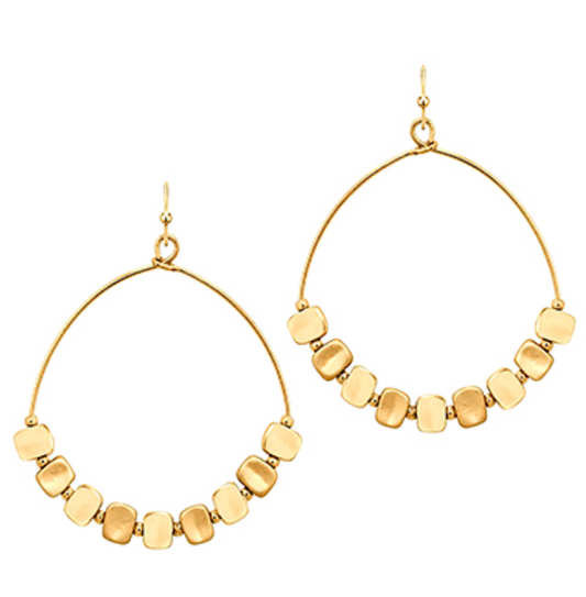 Cube Metal Beads Circle Earrings