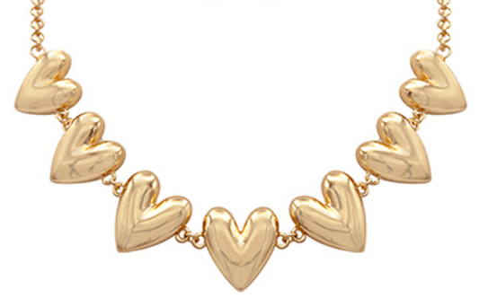 Puffy Heart Linked Necklace