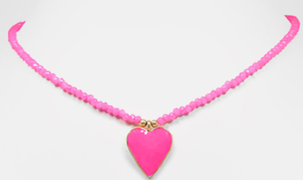 Heart Pendant & Glass Bead Choker