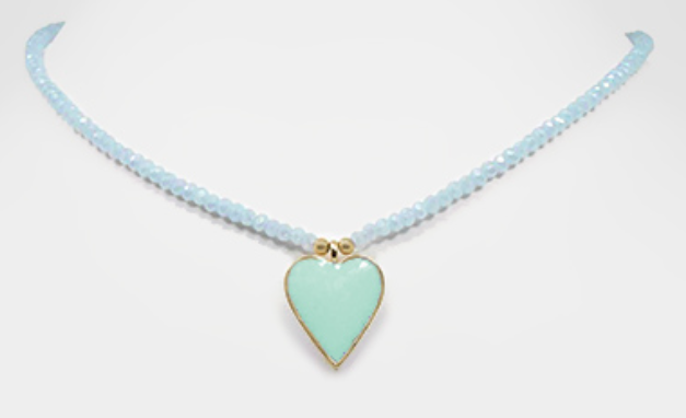 Heart Pendant & Glass Bead Choker