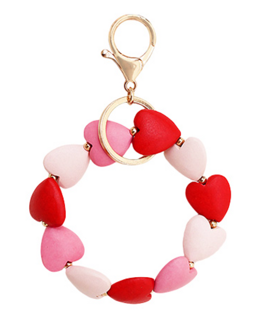 Heart Beaded Key Chain Bracelet