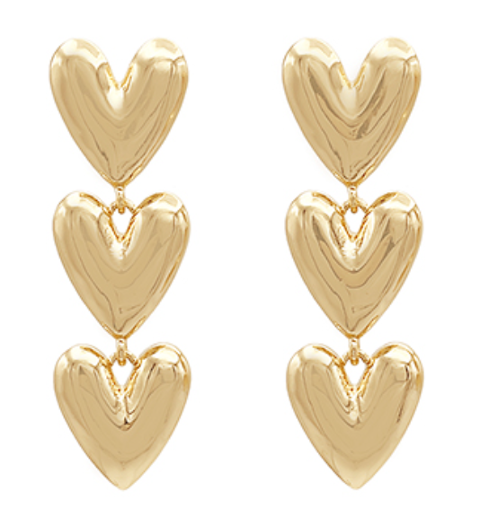 Puffy Heart 3 Drop Earrings