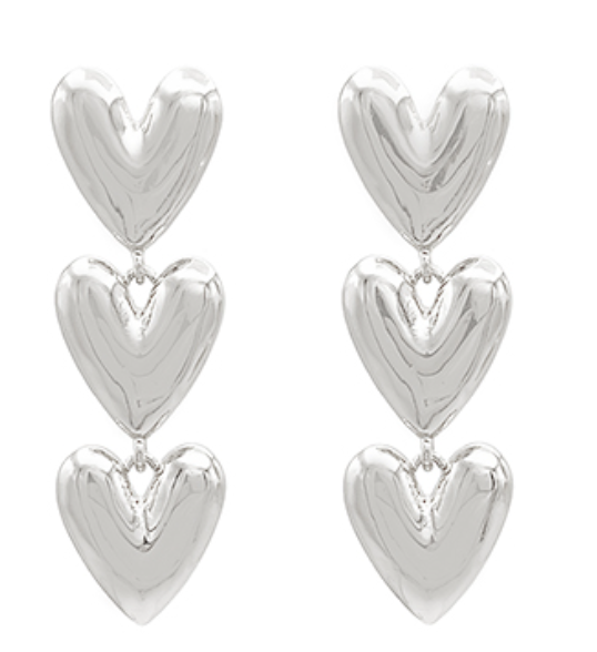 Puffy Heart 3 Drop Earrings