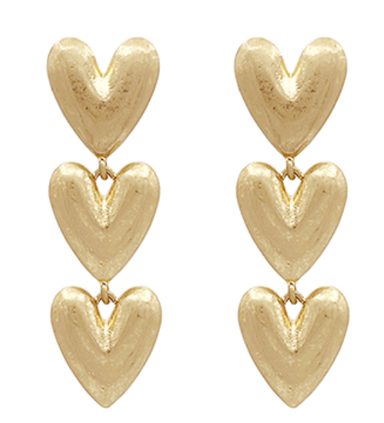 Puffy Heart 3 Drop Earrings