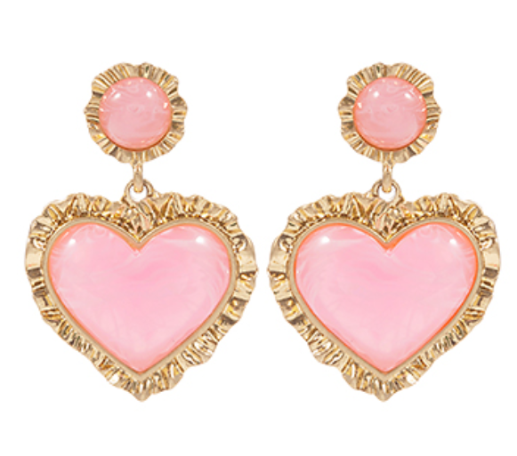 Vintage Framed Heart Drop Earrings