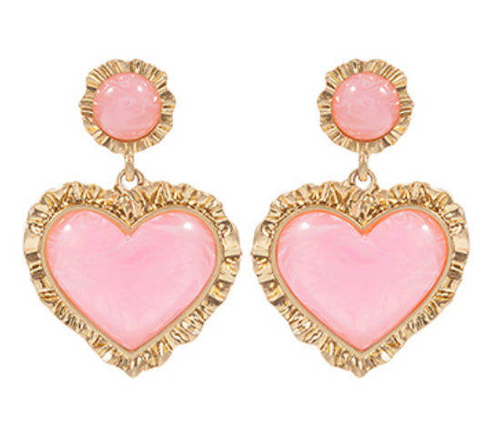 Vintage Framed Heart Drop Earrings