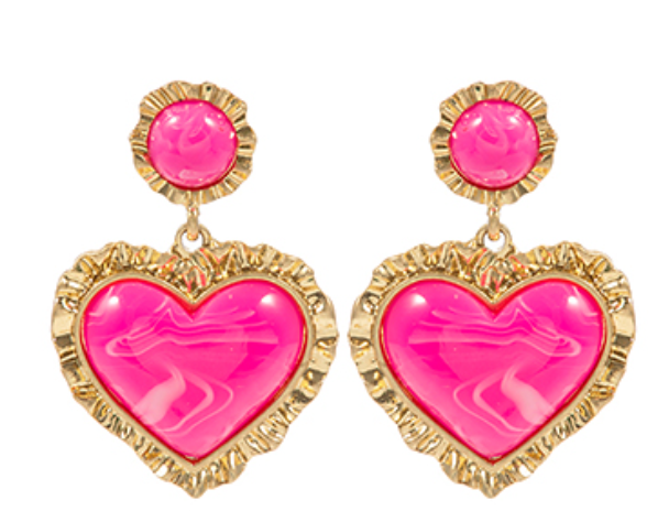 Vintage Framed Heart Drop Earrings