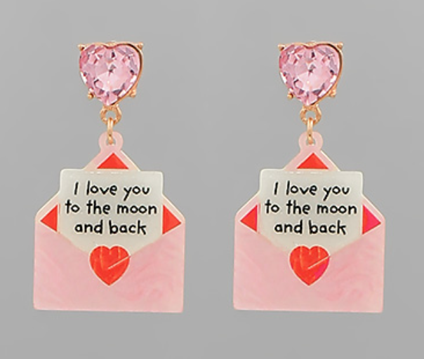 Valentines Day Card Drop Earrings