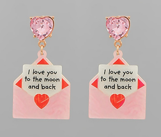 Valentines Day Card Drop Earrings