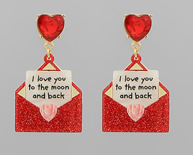 Valentines Day Card Drop Earrings