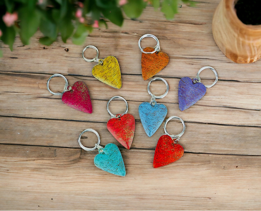 Metal Puffy Heart Keychains