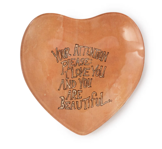 Your Attention Please Small Heart Decoupage Plate