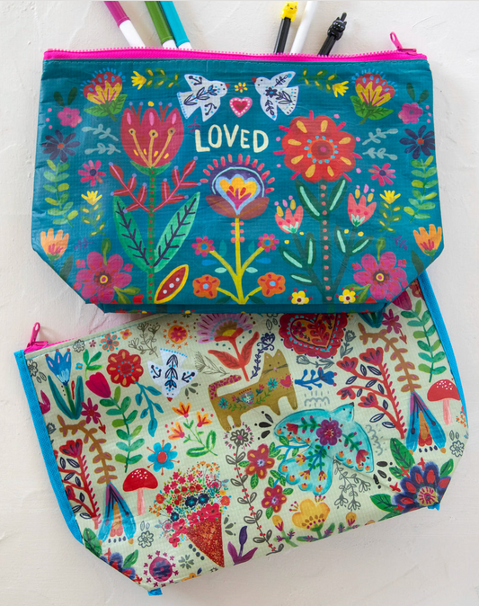 Reversible Recycled Zip Pouch - Loved