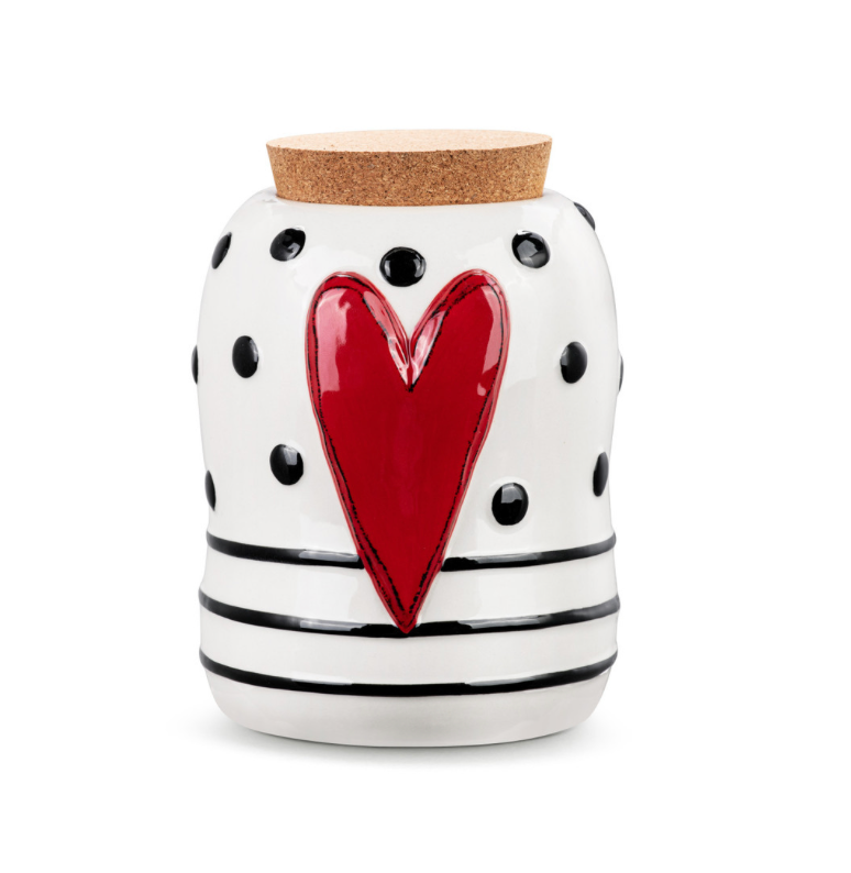 Red Heart Medium Cork Lid Canister