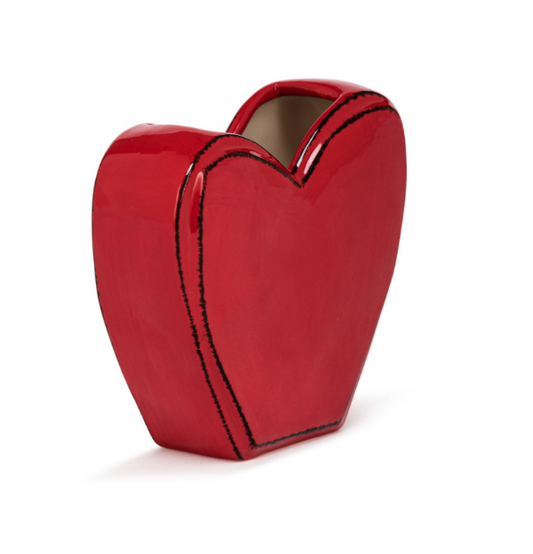 Red Heart Shaped Ceramic Vase