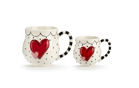 Double Heart Big Little Mug Set