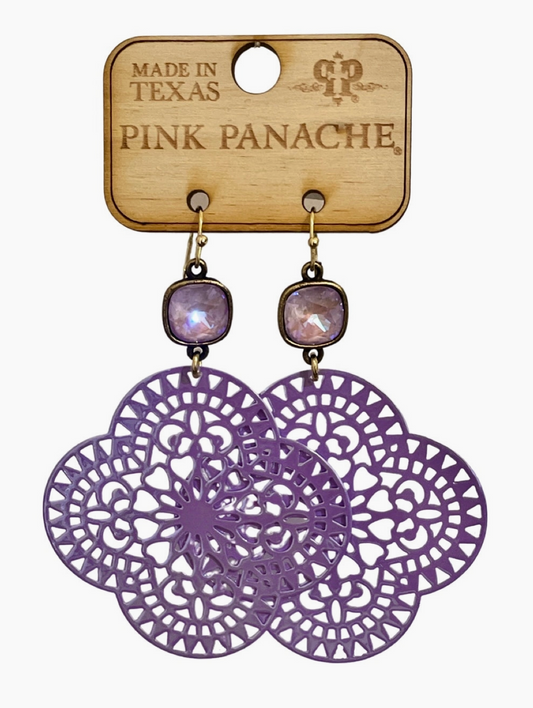 Purple Lace Clover Earrings