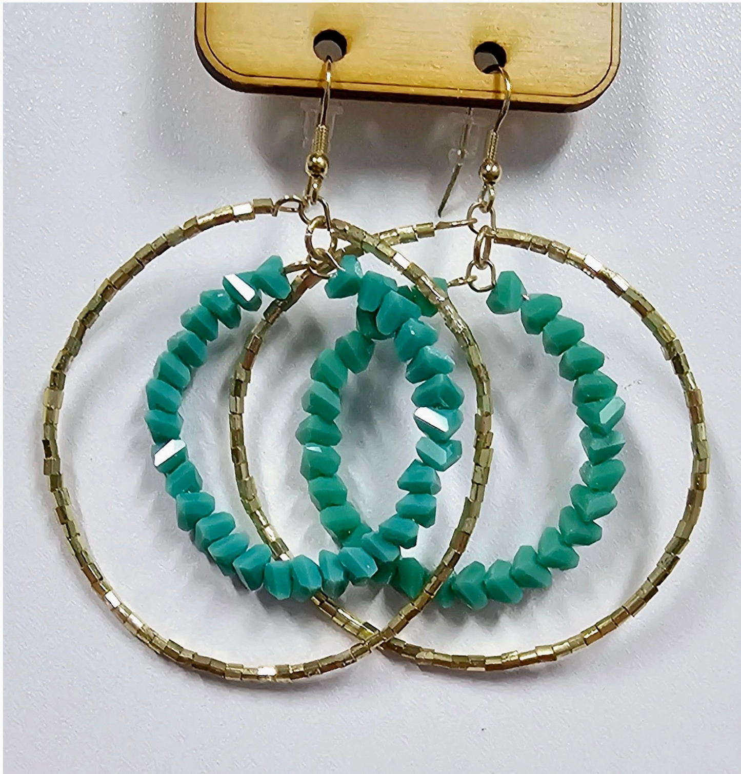 Turquoise Double Bead Circle Earrings