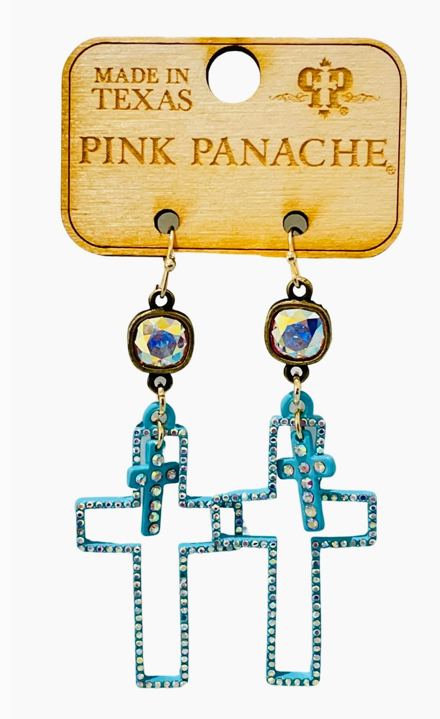 Austrian Crystal Turquoise Cross Earrings