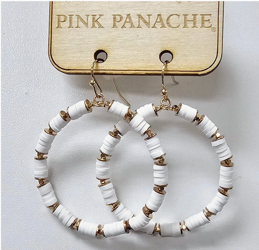 White Rubber Bead Circle Earrings