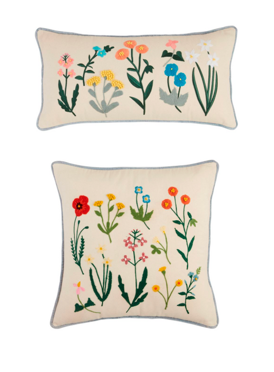 Botanical Stem Embroidered Pillows