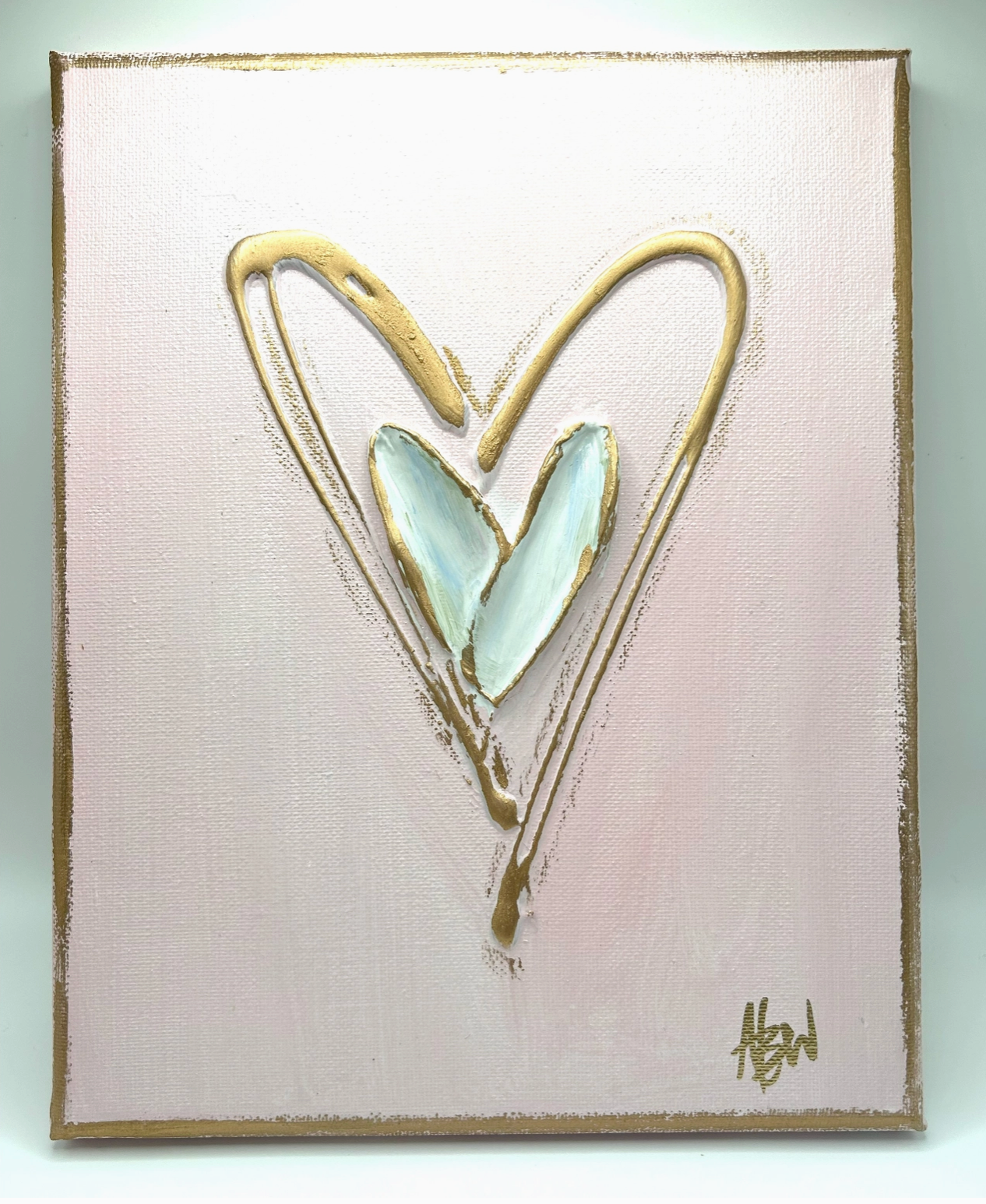 Hand-Painted Heart Textured Canvas