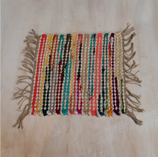 Woven Natural & Multi Color Jute Placemat