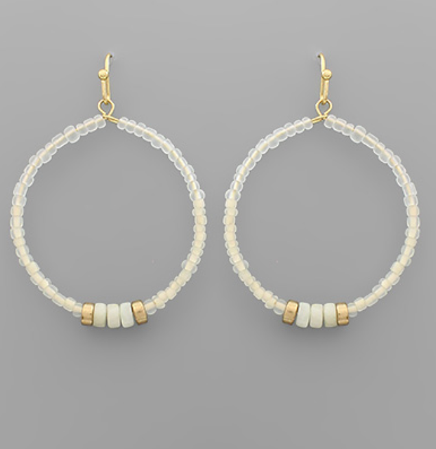 Stone & Bead Circle Earrings