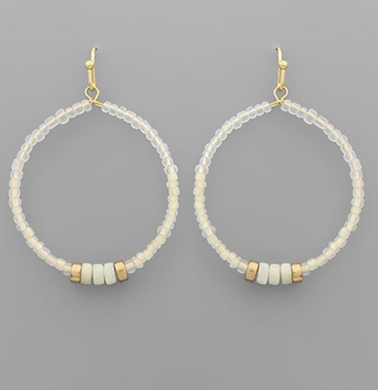 Stone & Bead Circle Earrings