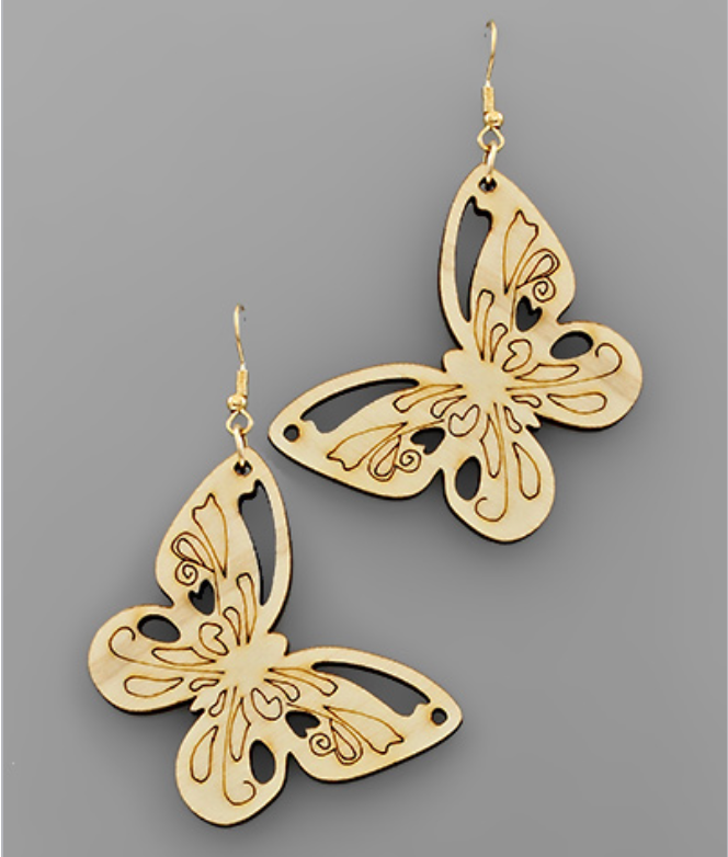 Wooden Butterfly Earrings