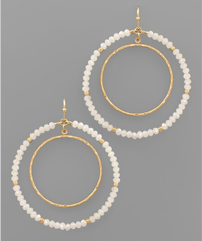 Bead & Metal Circle Earrings