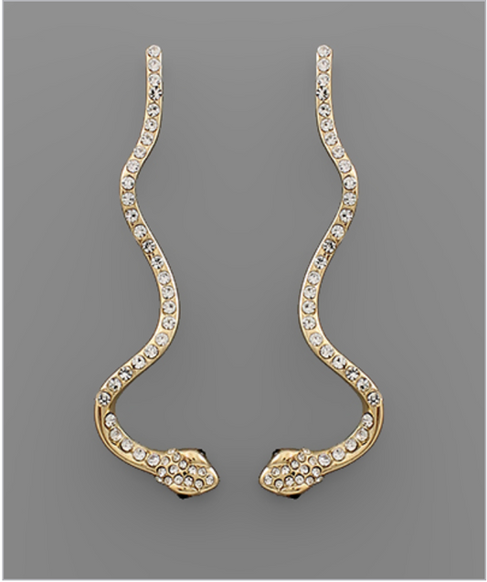 Wavy Crystal Snake Earrings