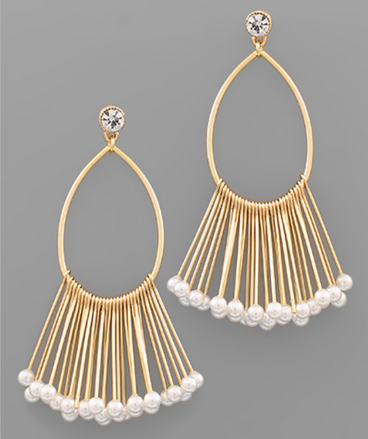 Pearl Bar Fringe Earrings