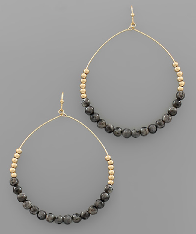 Stone Bead Circle Earrings