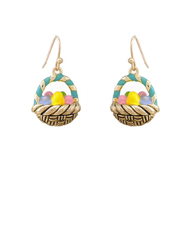 Easter Egg Basket 3D Epoxy Earrings