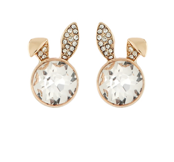 Pave Crystal Bunny Ear Earrings