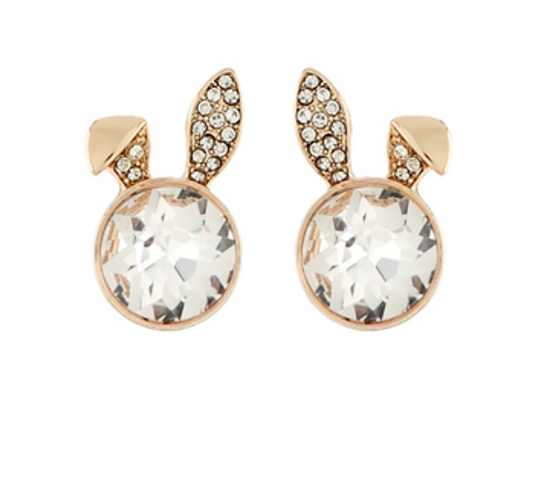 Pave Crystal Bunny Ear Earrings