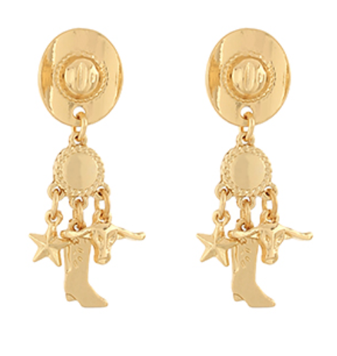 Cowboy Theme Charm Drop Earrings