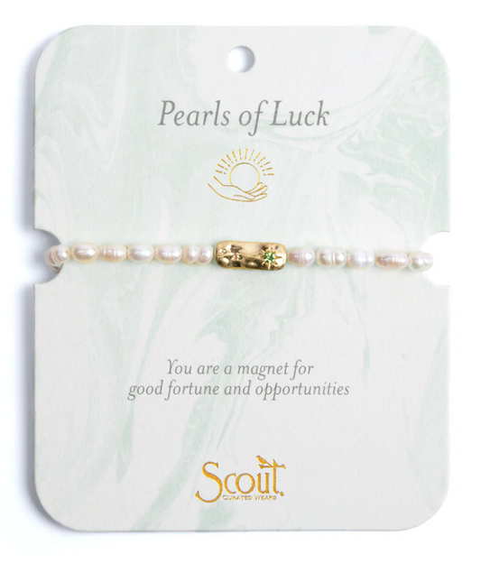 Pearl Affirmation Bracelet - Luck/Gold