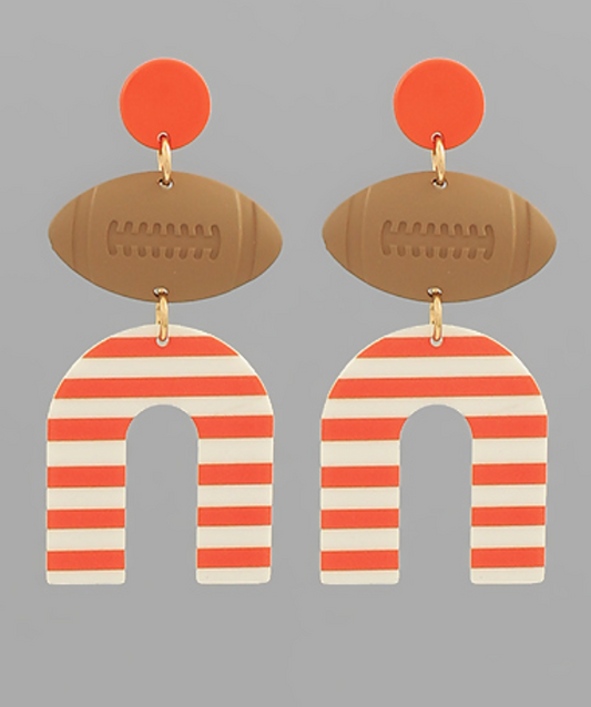 Game Day U Shape Football Earrings