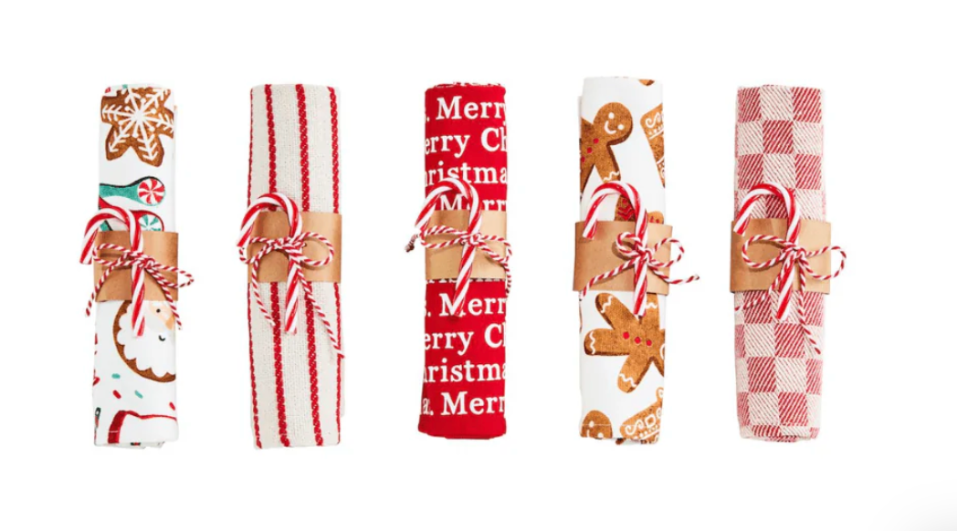 Rolled Christmas Towels With Candy Canes