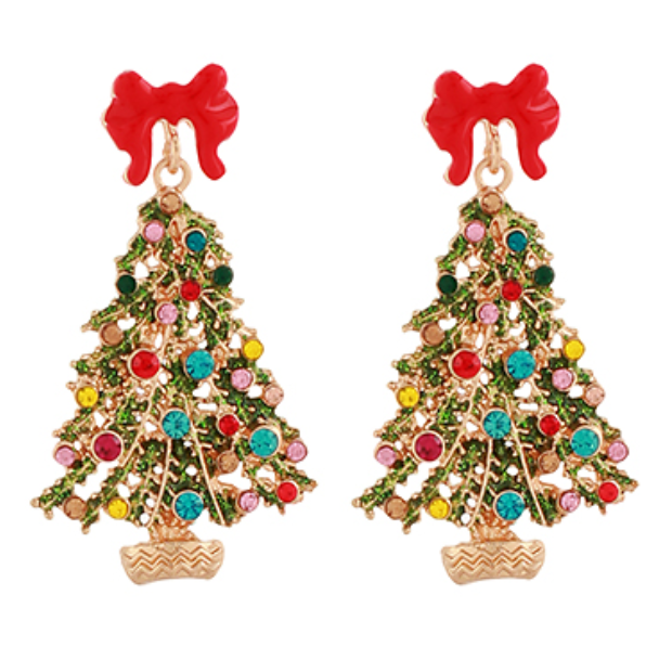 Beaded Christmas Tree Earrings