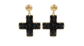 Dome & Marble Cross Drop Earrings