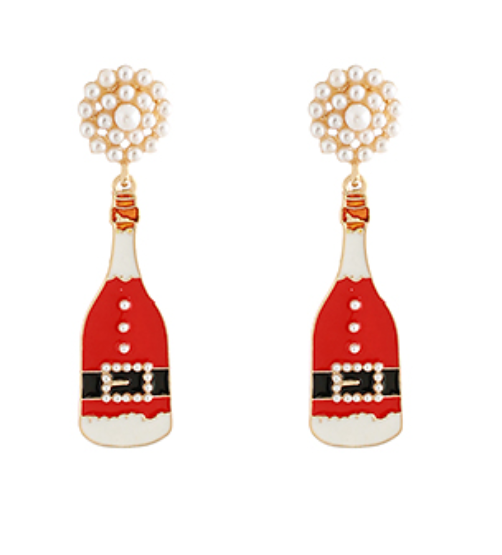 Christmas Champagne Shape Earrings