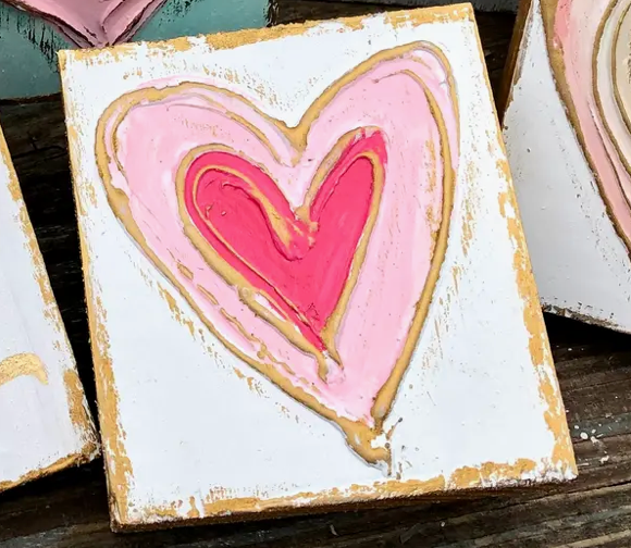 Handmade Heart Valentine Wood Blocks